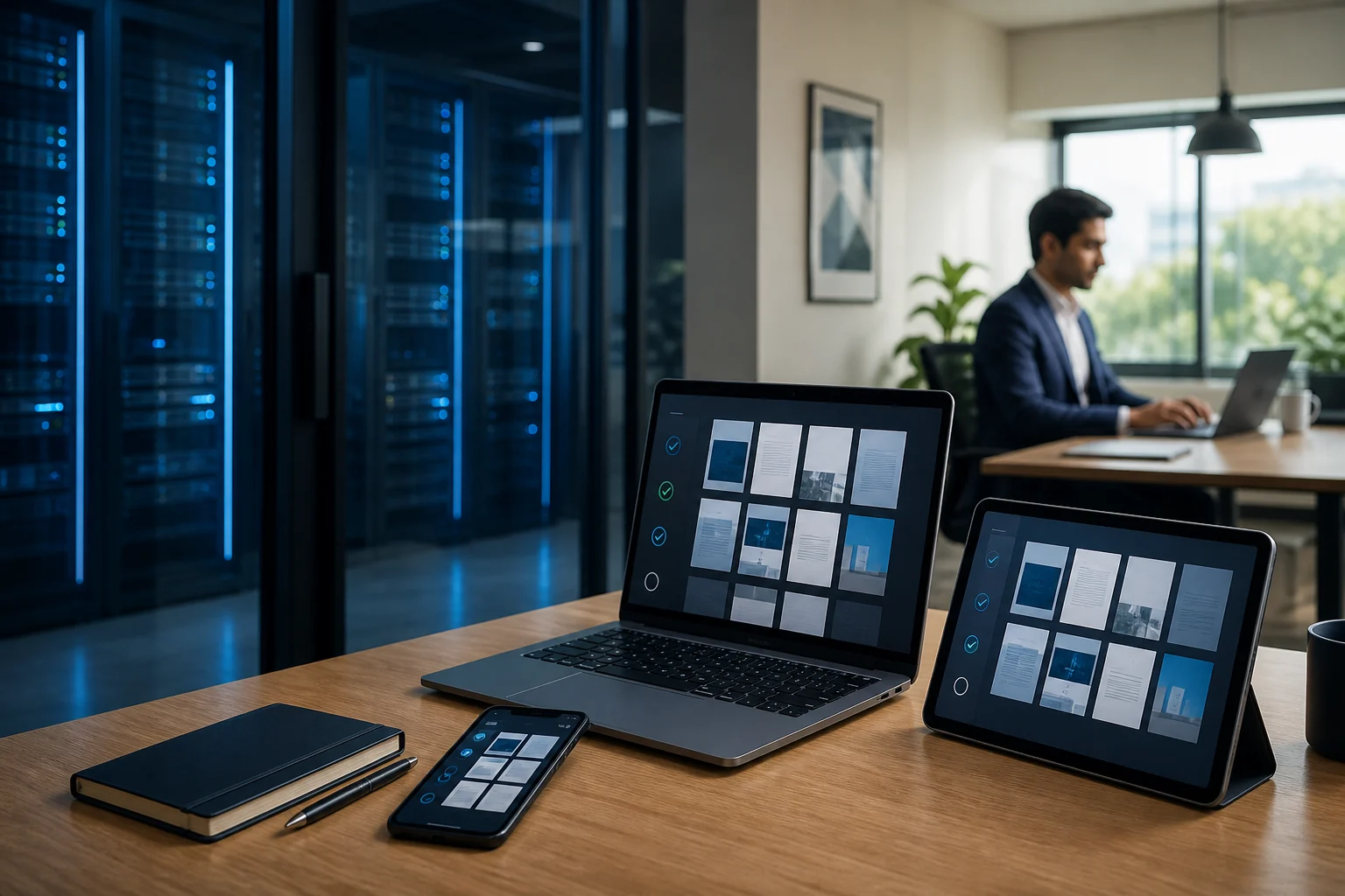 Secure files synchronised across workplace devices