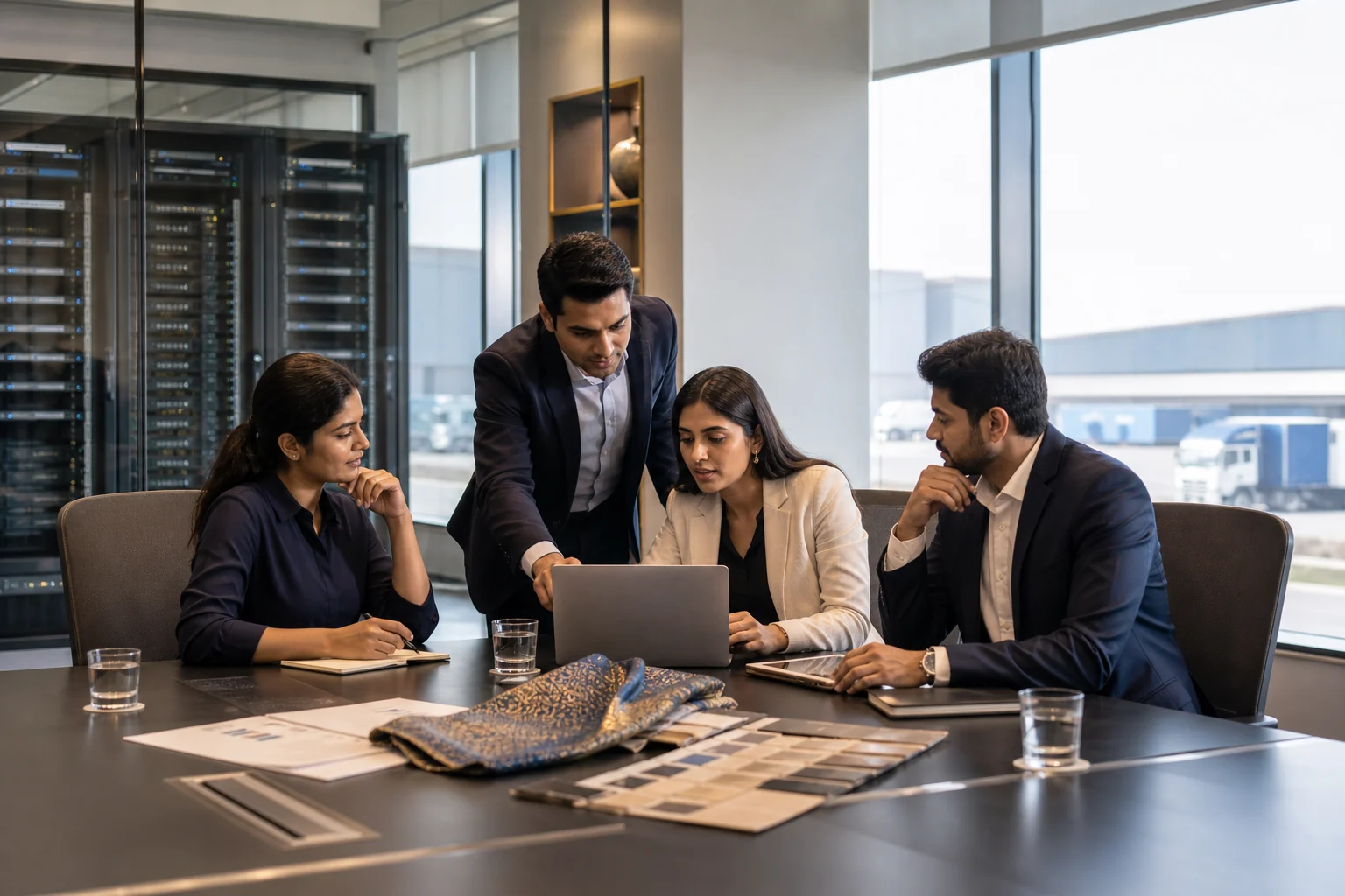 Cross-functional Indian business team collaborating in a modern enterprise environment
