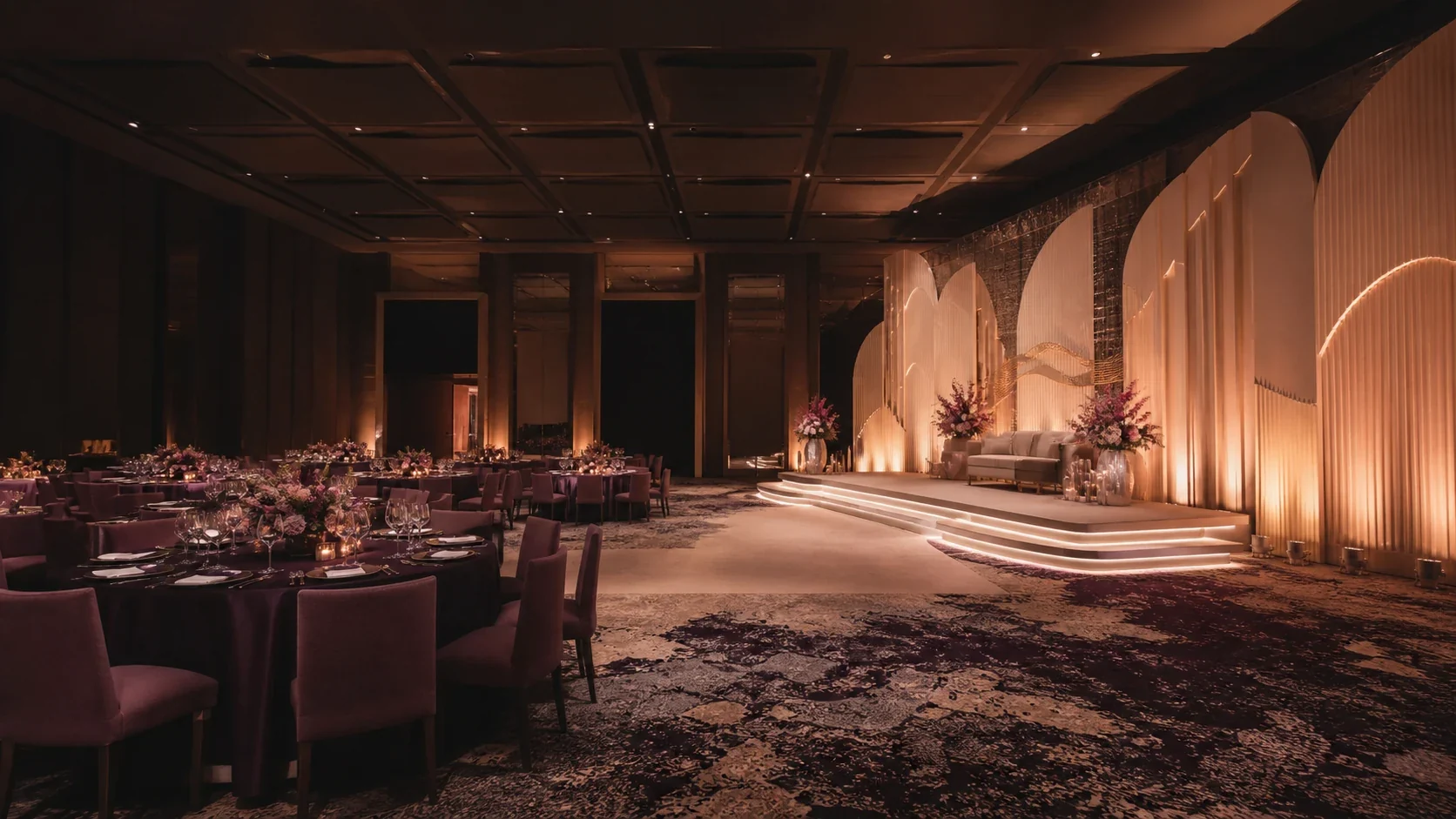Elegant professionally arranged event environment by Utsav Event and Decor
